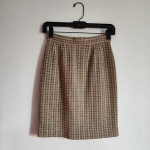 Ladies Petite SZ 2P Anne Klein Taupe/Cream Pencil Skirt